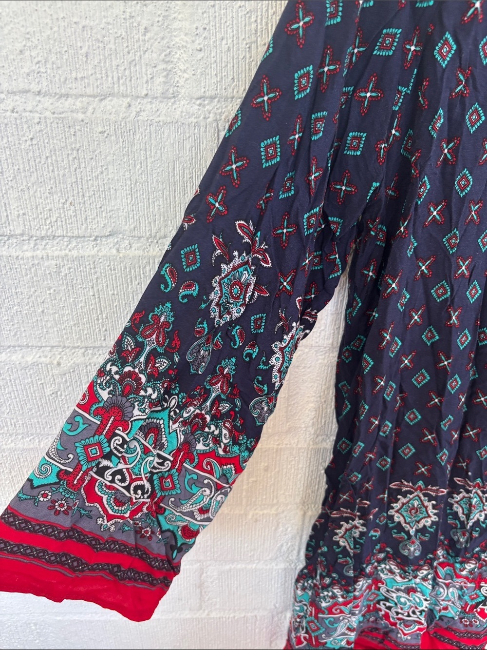 Risesun Cotton Navy Boho Printed Tunic Dress sz XL - Picture 3 of 7